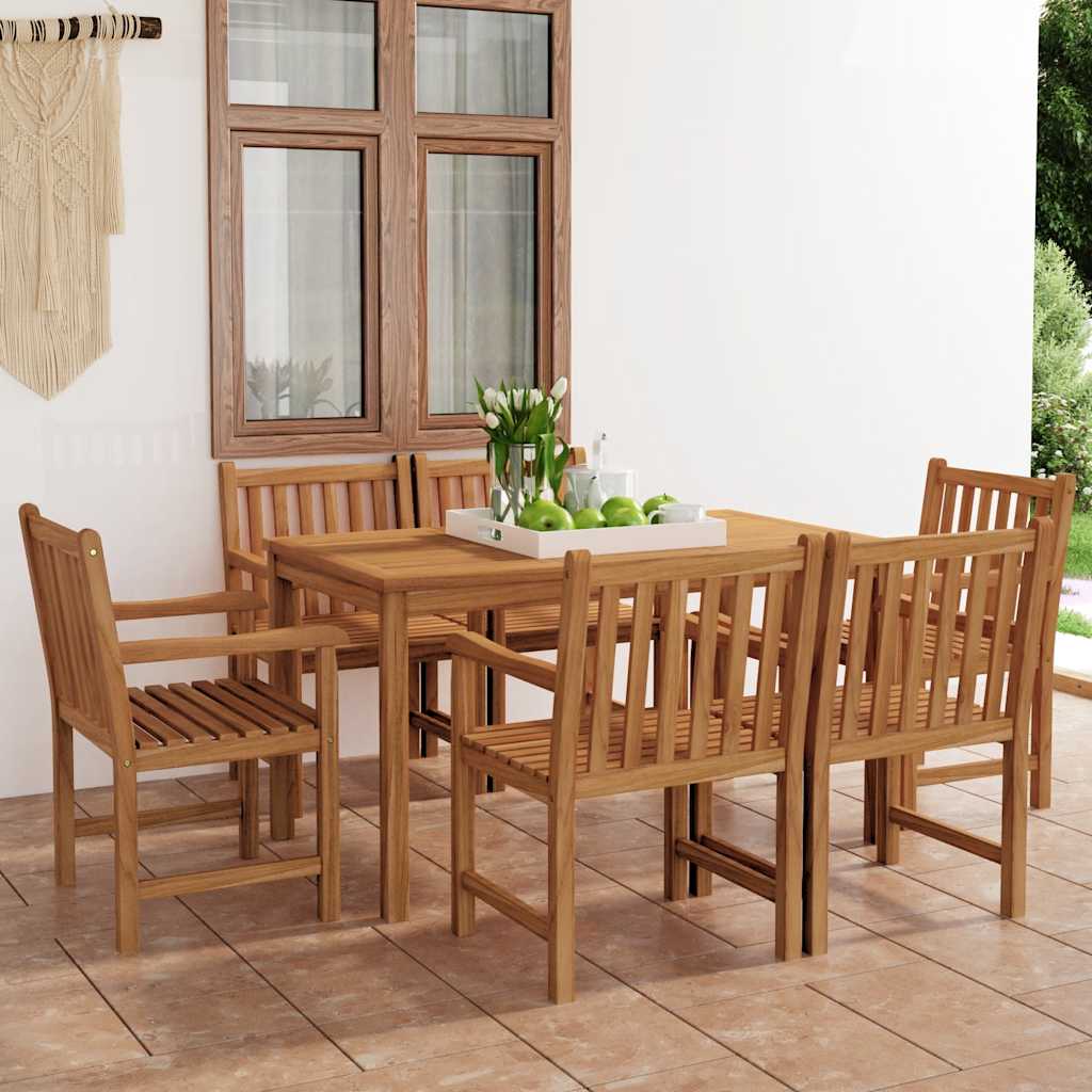 Set de mobilier de grădină cu 7 piese, 140x80 cm, lemn masiv de tec GartenMobel Dekor
