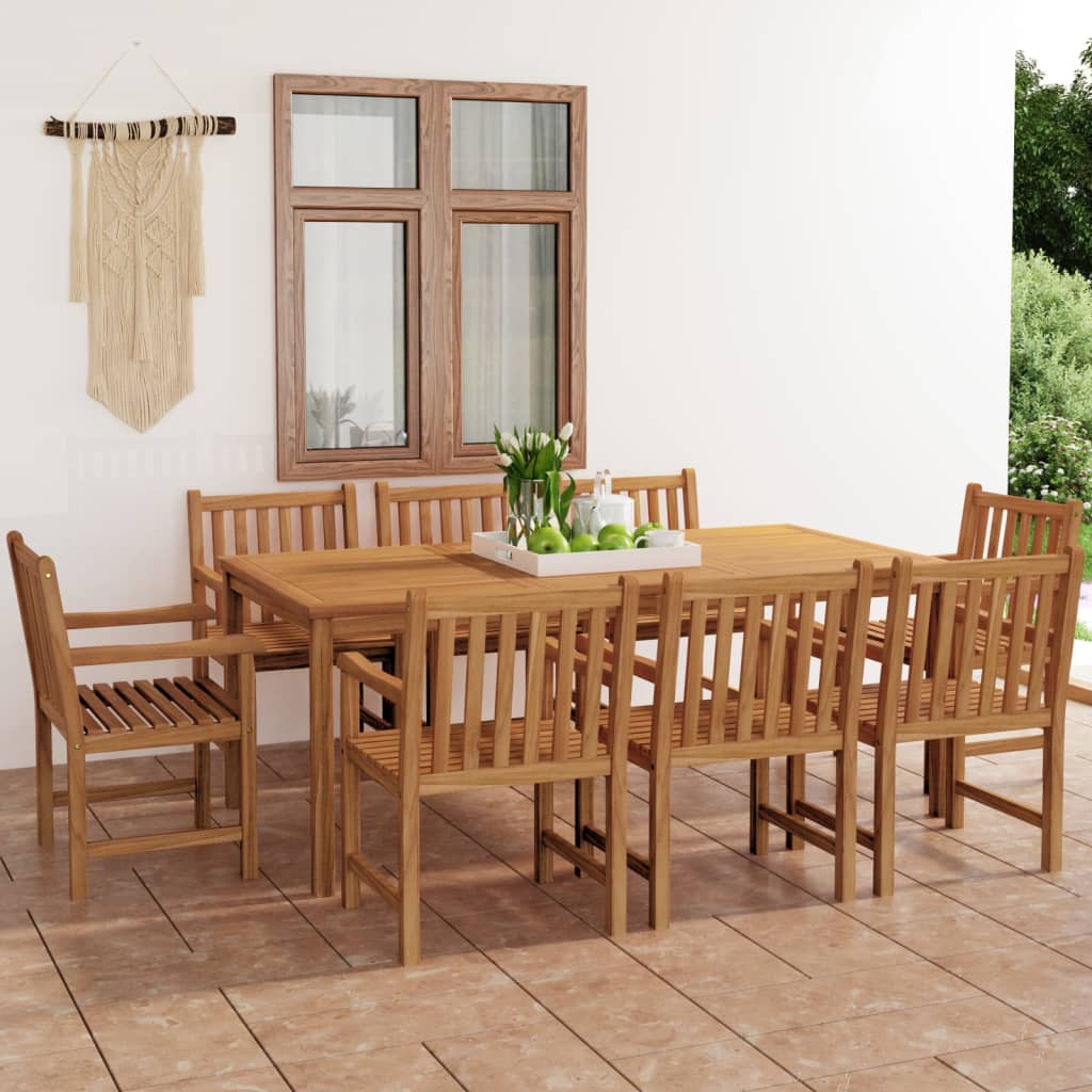 Set de mobilier de grădină cu 9 piese, 200x100 cm, lemn masiv de tec GartenMobel Dekor