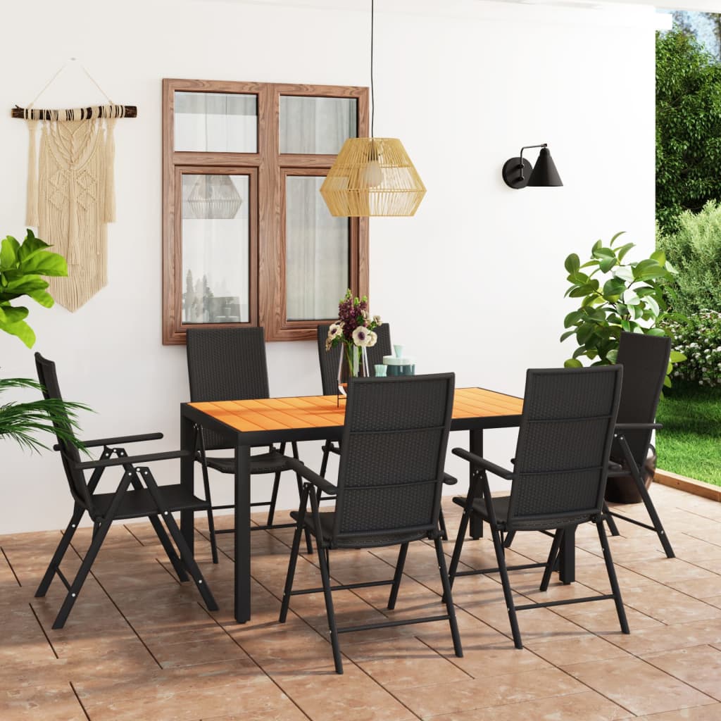 Set mobilier de grădină, 7 piese, negru și maro GartenMobel Dekor