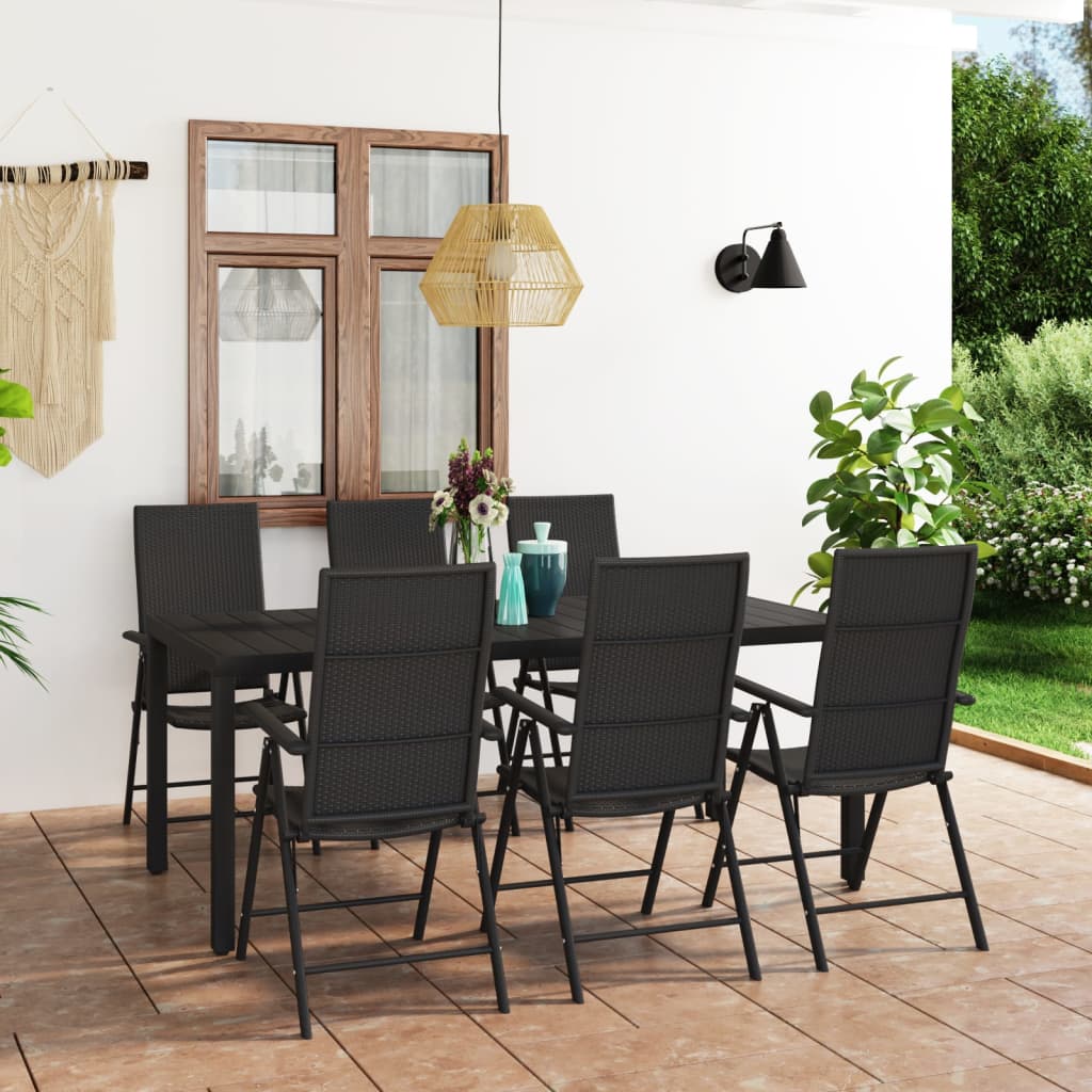 Set mobilier de grădină, 7 piese, negru GartenMobel Dekor