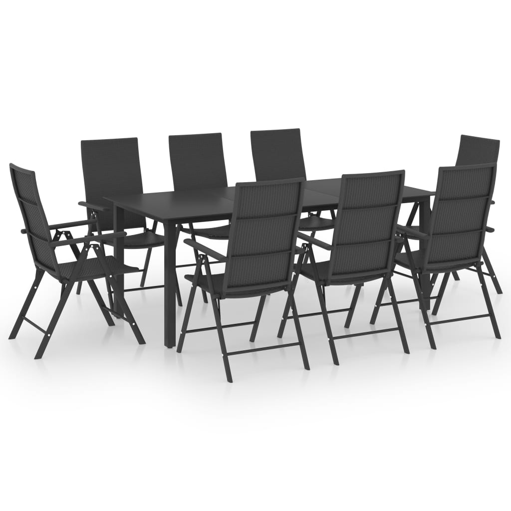 Set mobilier de grădină, 9 piese, negru GartenMobel Dekor
