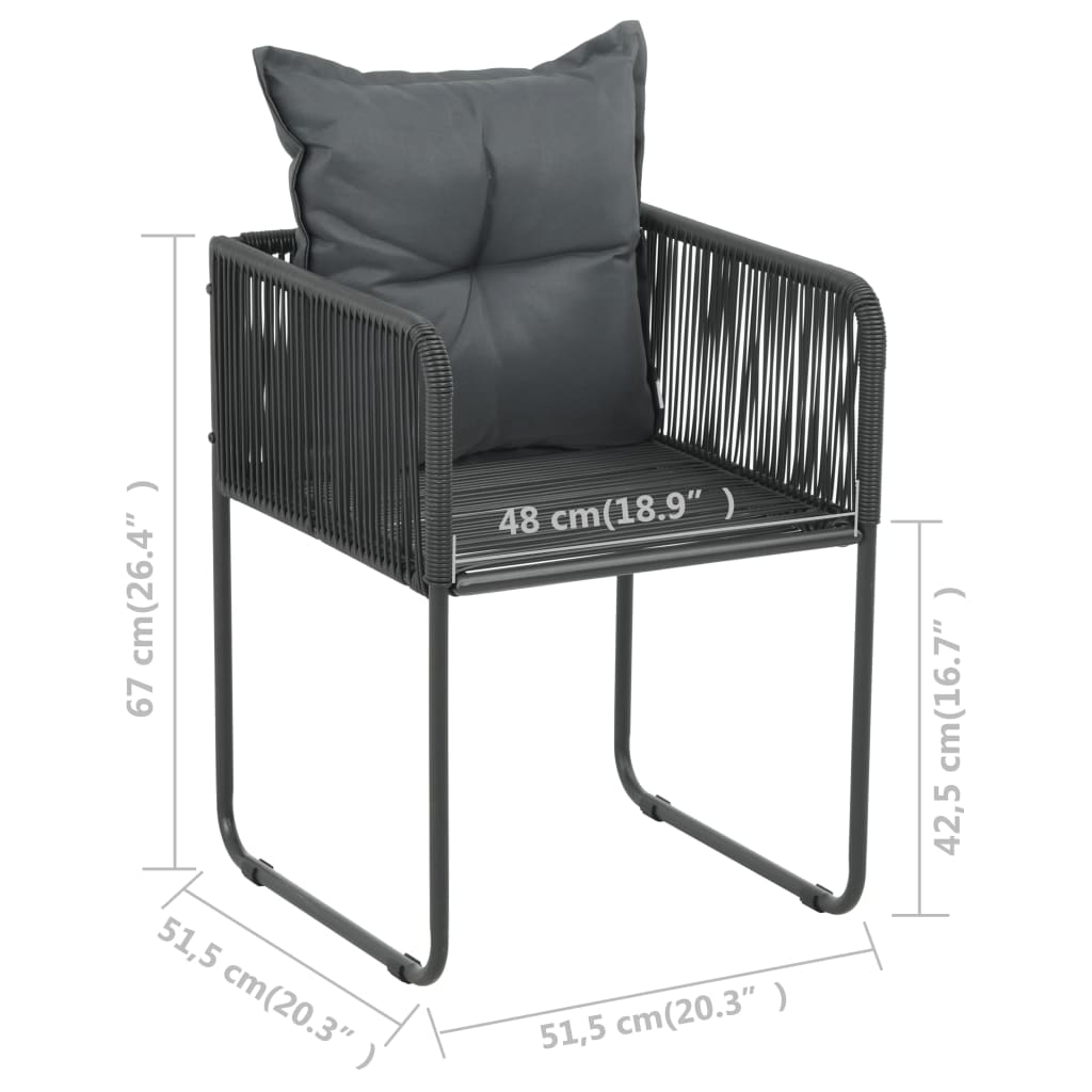 Set mobilier de masă pentru grădină, 3 piese, negru, ratan PVC GartenMobel Dekor