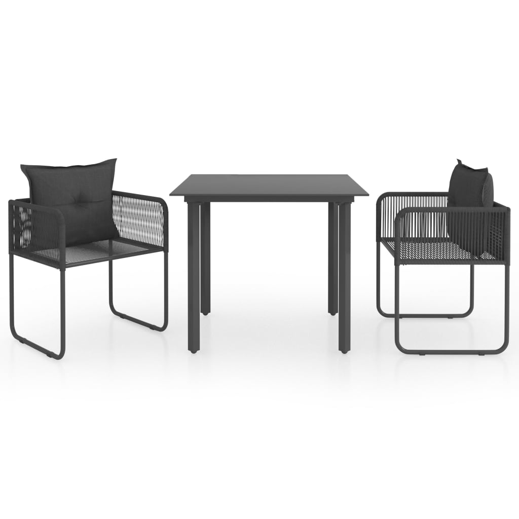Set mobilier de masă pentru grădină, 3 piese, negru, ratan PVC GartenMobel Dekor