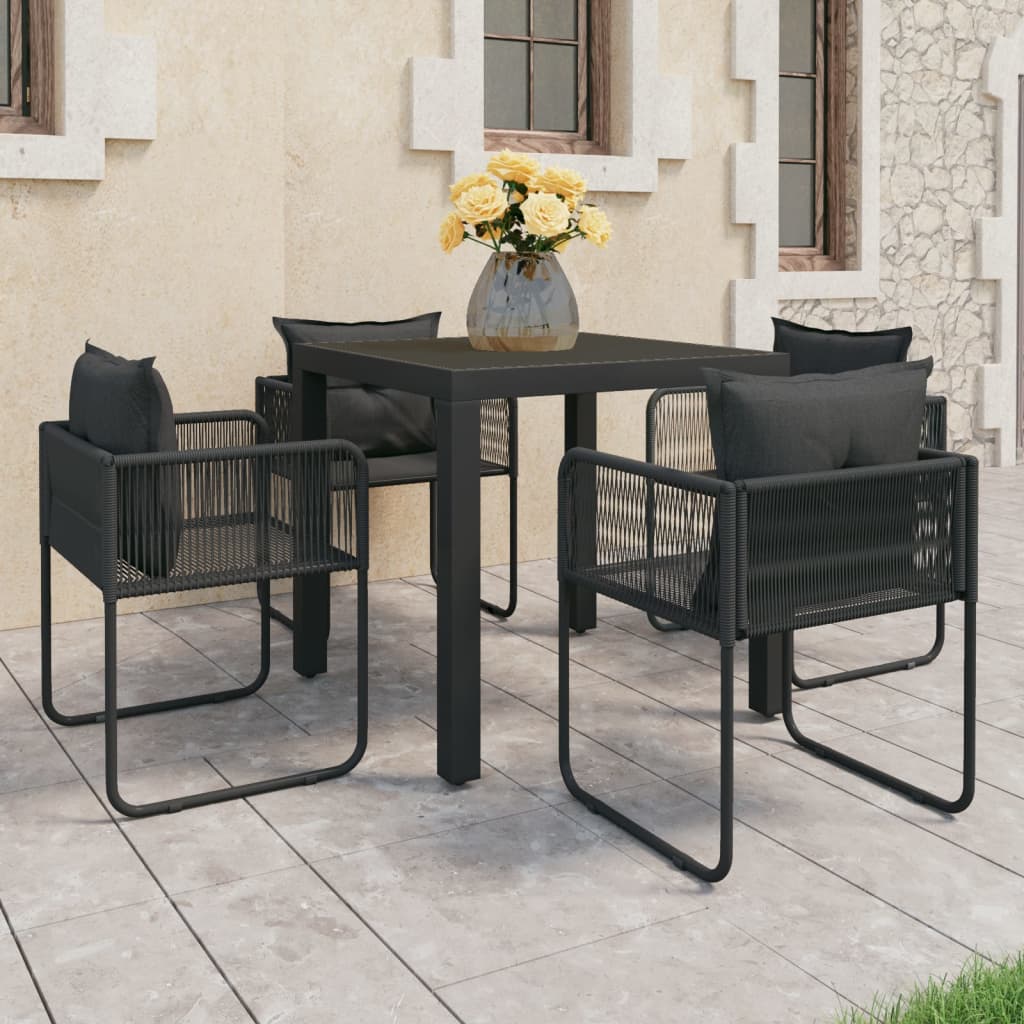 Set mobilier masă de grădină, 5 piese, negru, ratan PVC GartenMobel Dekor
