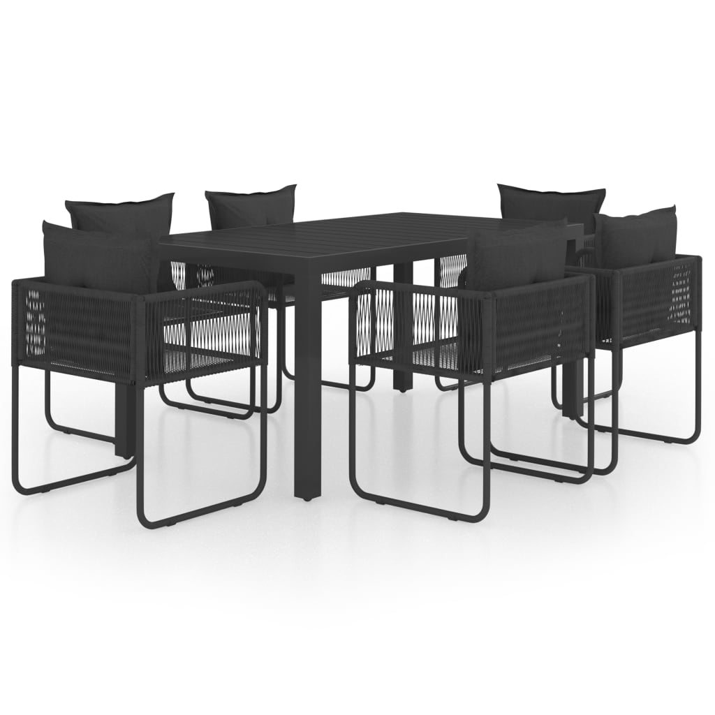 Set mobilier de grădină, 7 piese, negru, ratan PVC GartenMobel Dekor
