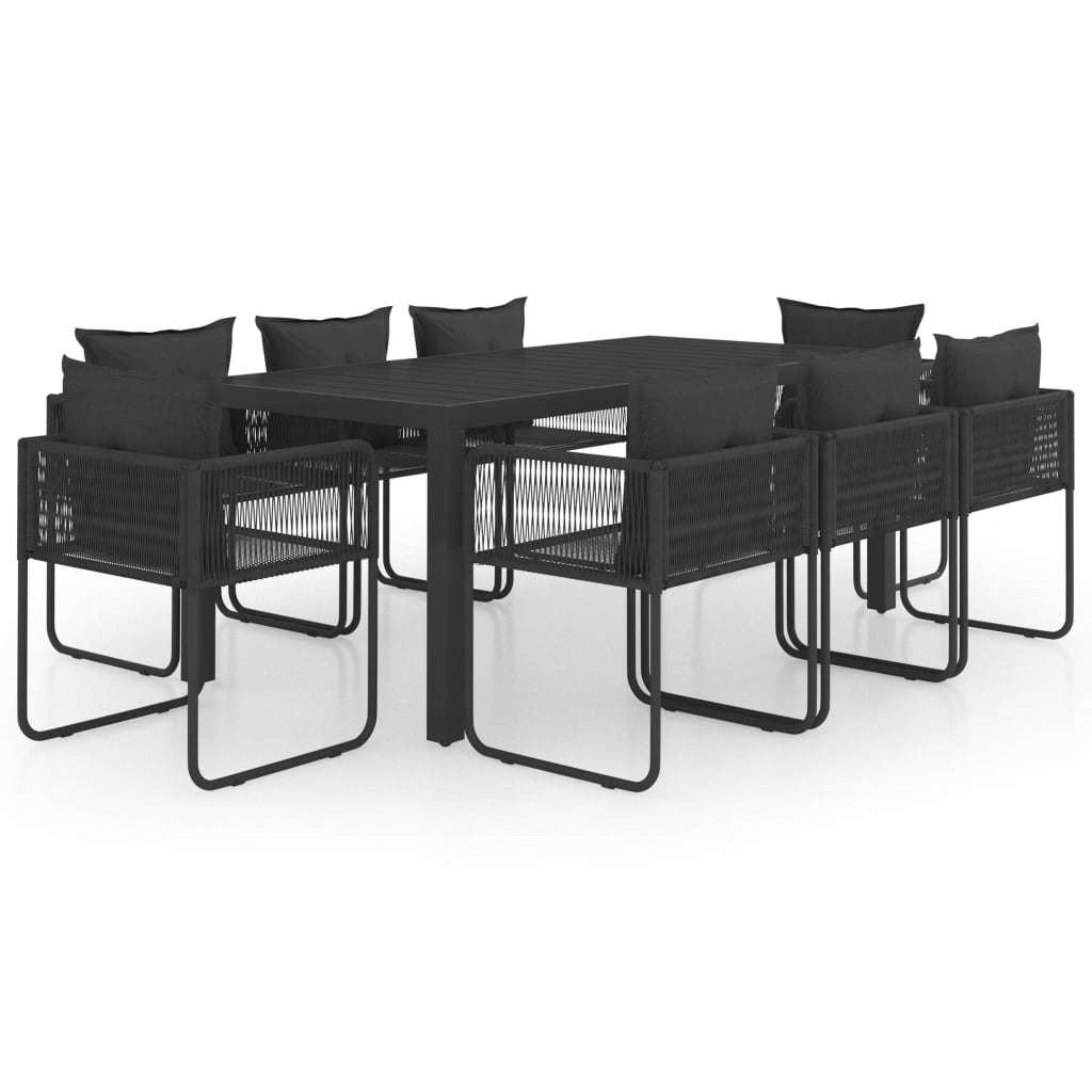 Set mobilier de masă, 9 piese, negru, ratan PVC GartenMobel Dekor