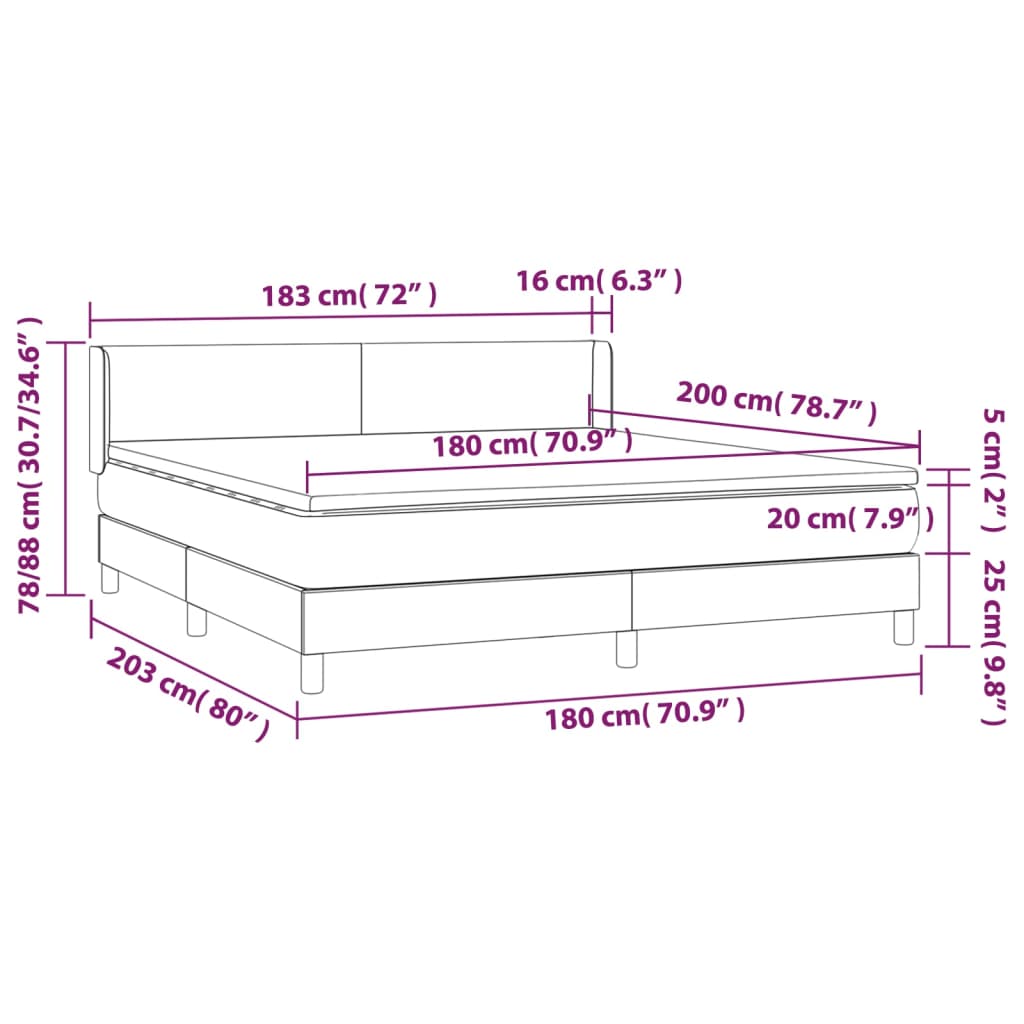 Pat box spring cu saltea, alb, 180x200 cm, piele ecologică GartenMobel Dekor