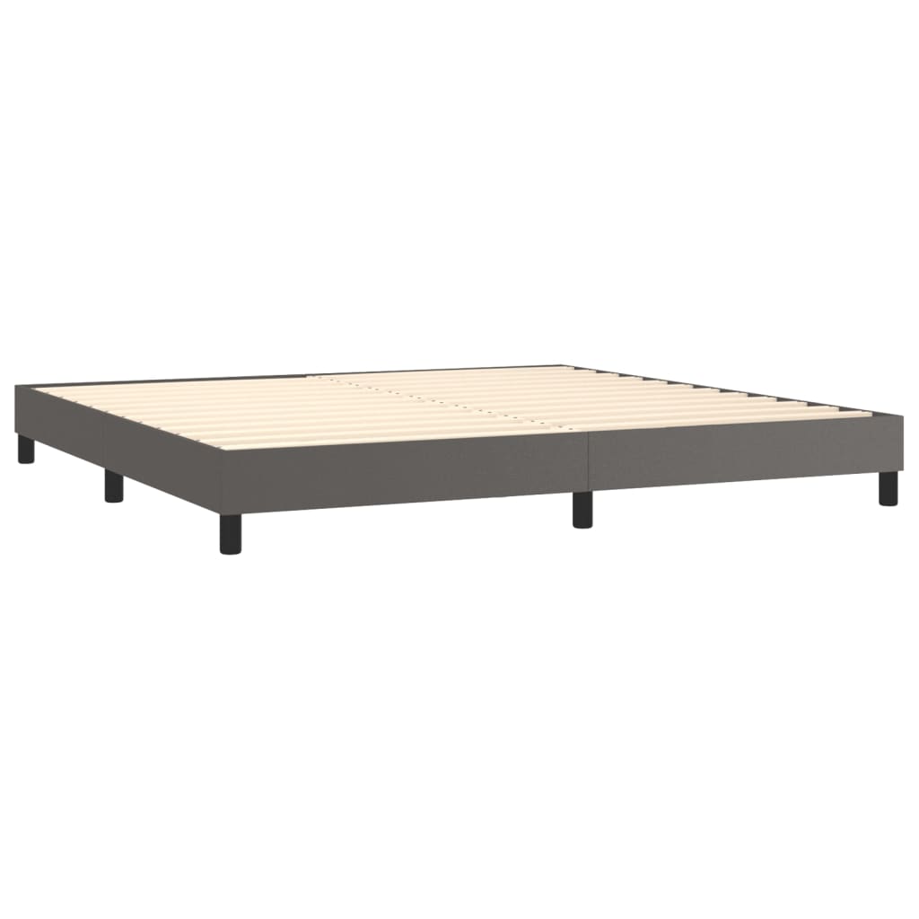Pat box spring cu saltea, gri, 200x200 cm, piele ecologică GartenMobel Dekor