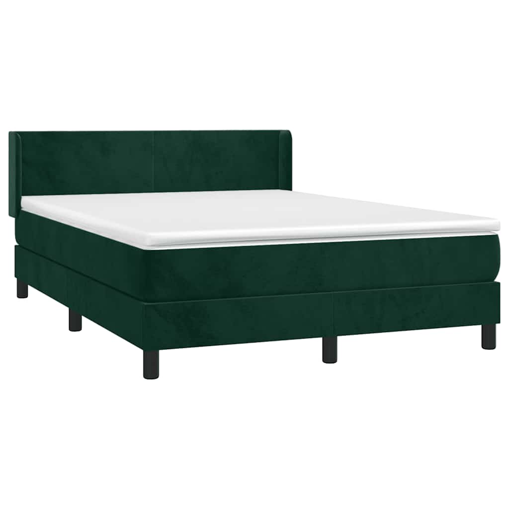 Pat box spring cu saltea, verde închis, 140x200 cm, catifea GartenMobel Dekor