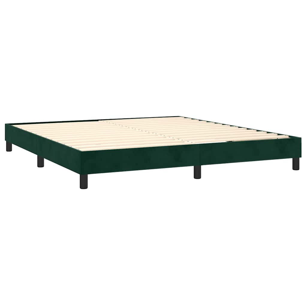Pat box spring cu saltea, verde închis, 160x200 cm, catifea GartenMobel Dekor