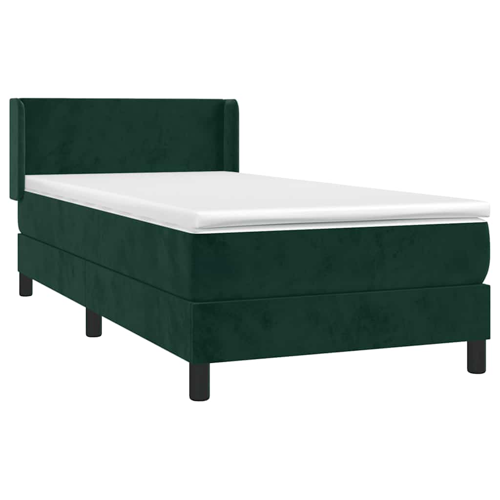 Pat box spring cu saltea, verde închis, 80x200 cm, catifea GartenMobel Dekor