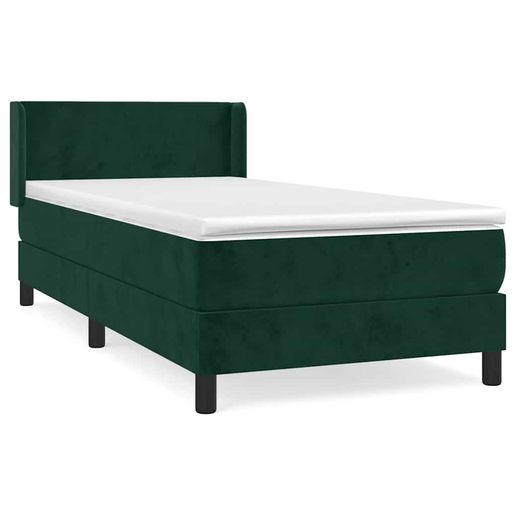 Pat box spring cu saltea, verde închis, 80x200 cm, catifea GartenMobel Dekor