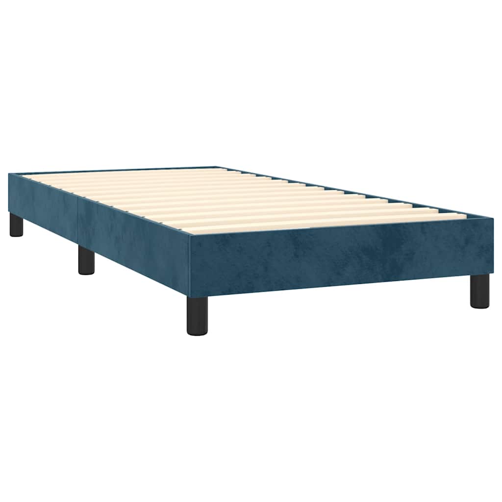 Pat box spring cu saltea, albastru închis, 90x200 cm, catifea GartenMobel Dekor