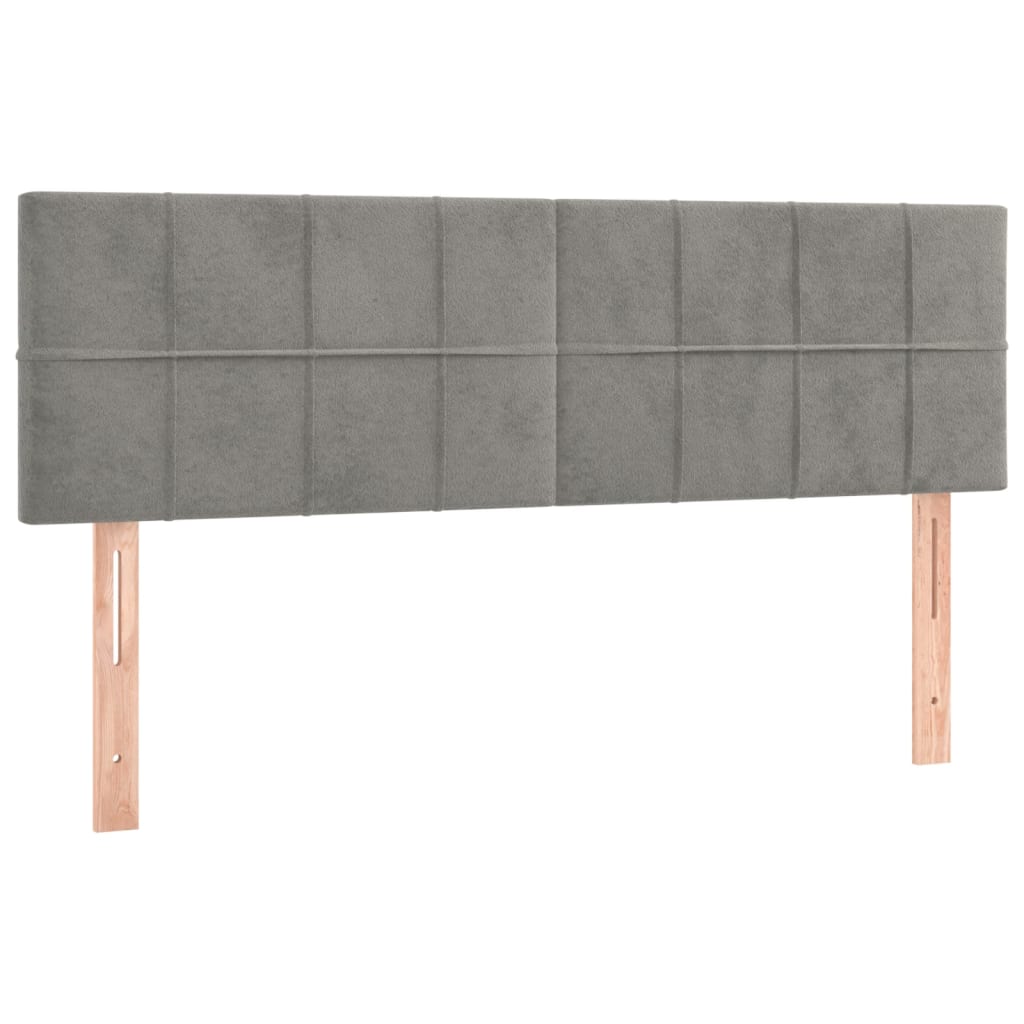 Pat box spring cu saltea, gri deschis, 140x190 cm, catifea GartenMobel Dekor