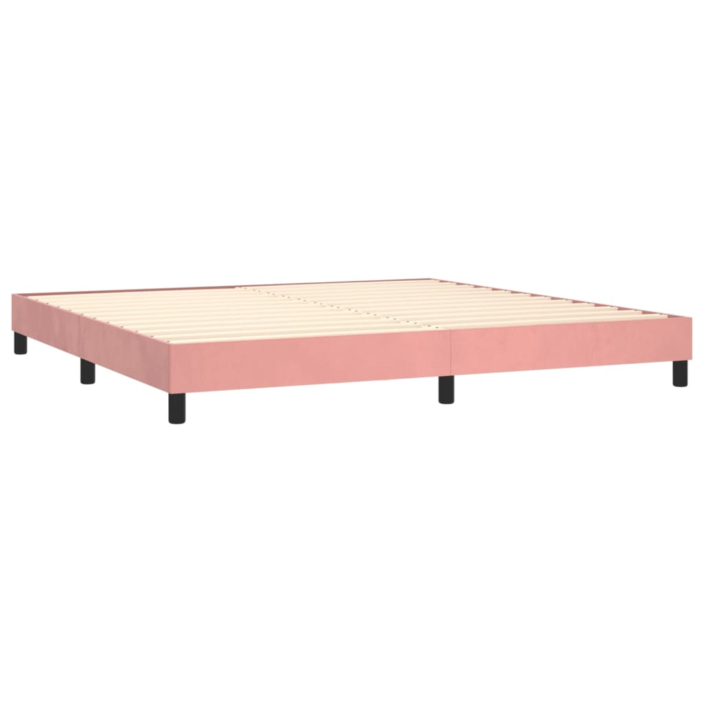 Pat box spring cu saltea, roz, 200x200 cm, catifea GartenMobel Dekor