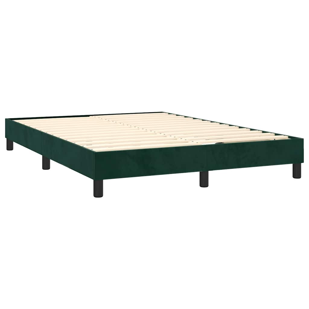 Pat box spring cu saltea, verde închis, 140x190 cm, catifea GartenMobel Dekor