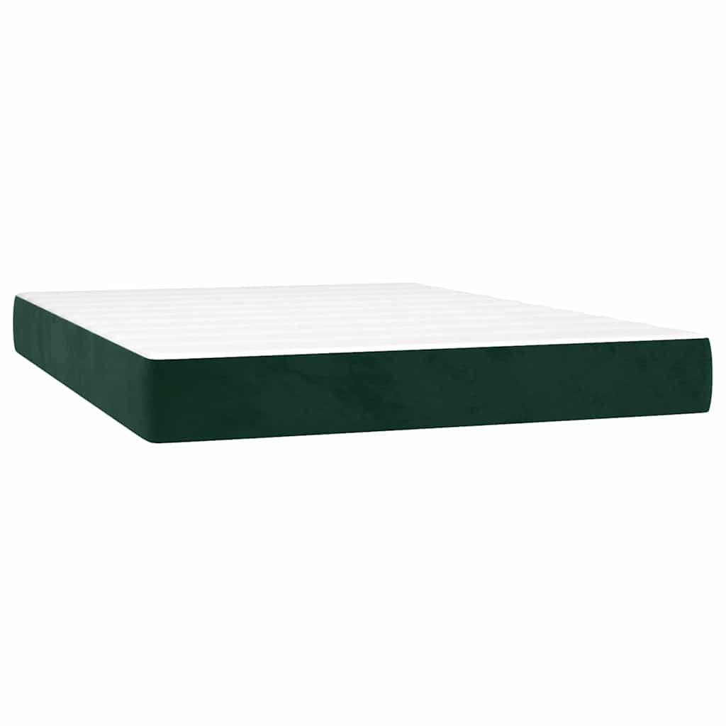 Pat box spring cu saltea, verde închis, 140x190 cm, catifea GartenMobel Dekor