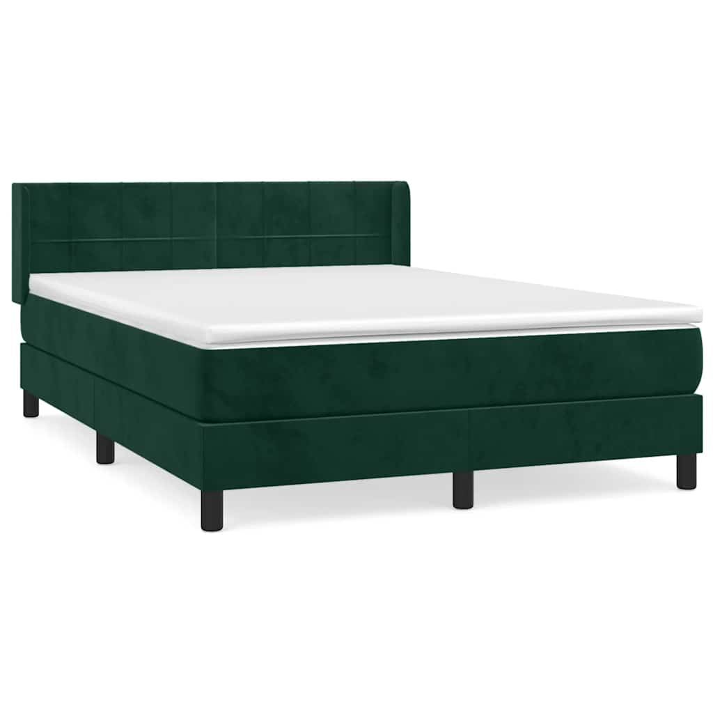 Pat box spring cu saltea, verde închis, 140x190 cm, catifea GartenMobel Dekor