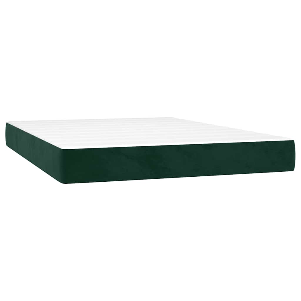 Pat box spring cu saltea, verde închis, 140x190 cm, catifea GartenMobel Dekor