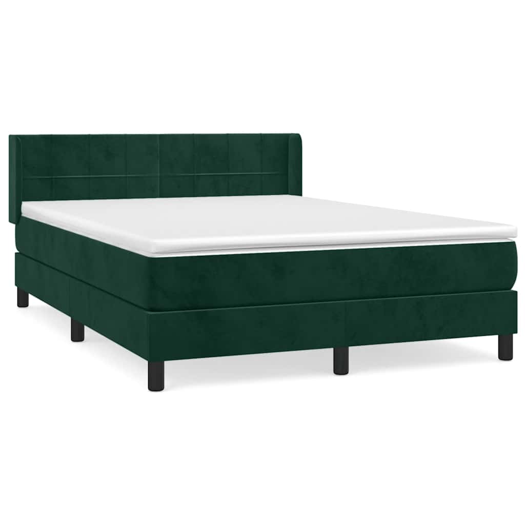 Pat box spring cu saltea, verde închis, 140x200 cm, catifea GartenMobel Dekor