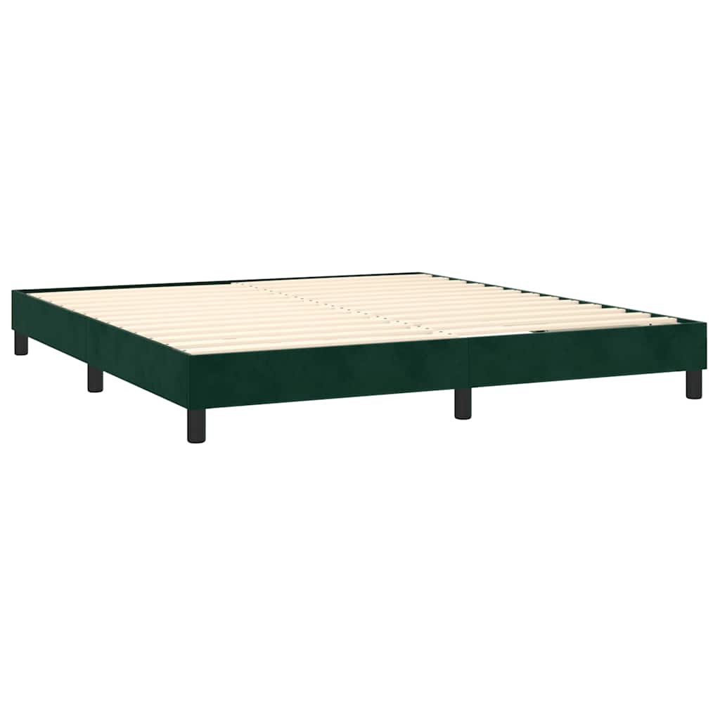 Pat box spring cu saltea, verde închis, 160x200 cm, catifea GartenMobel Dekor