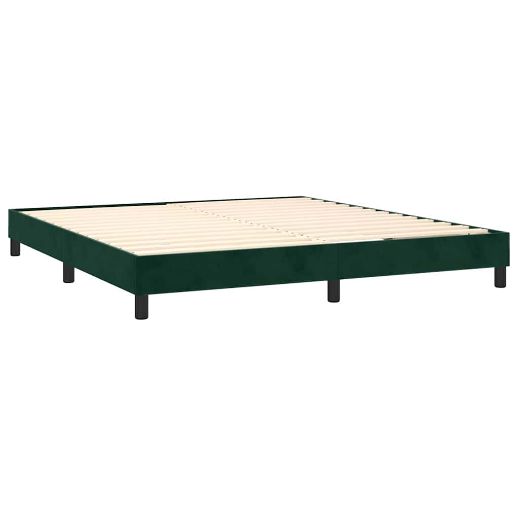 Pat box spring cu saltea, verde închis, 180x200 cm, catifea GartenMobel Dekor