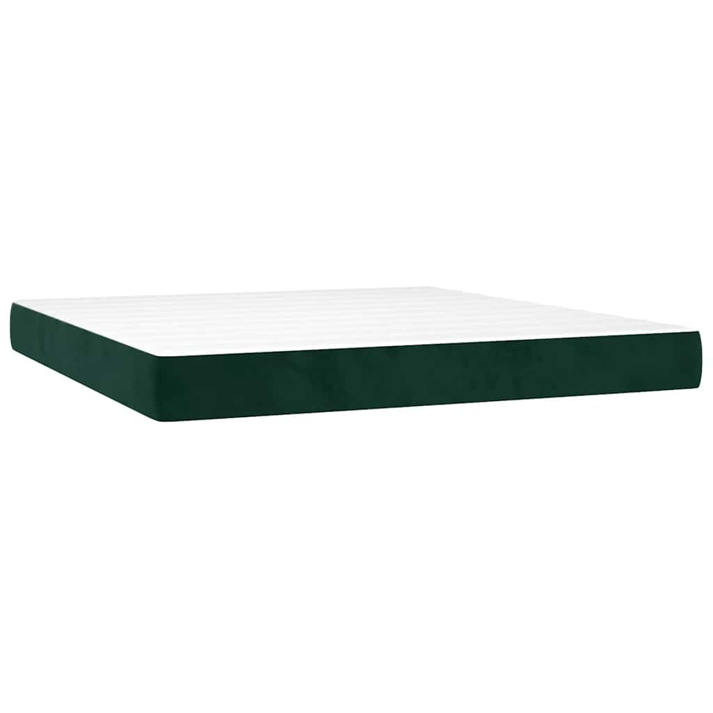 Pat box spring cu saltea, verde închis, 180x200 cm, catifea GartenMobel Dekor
