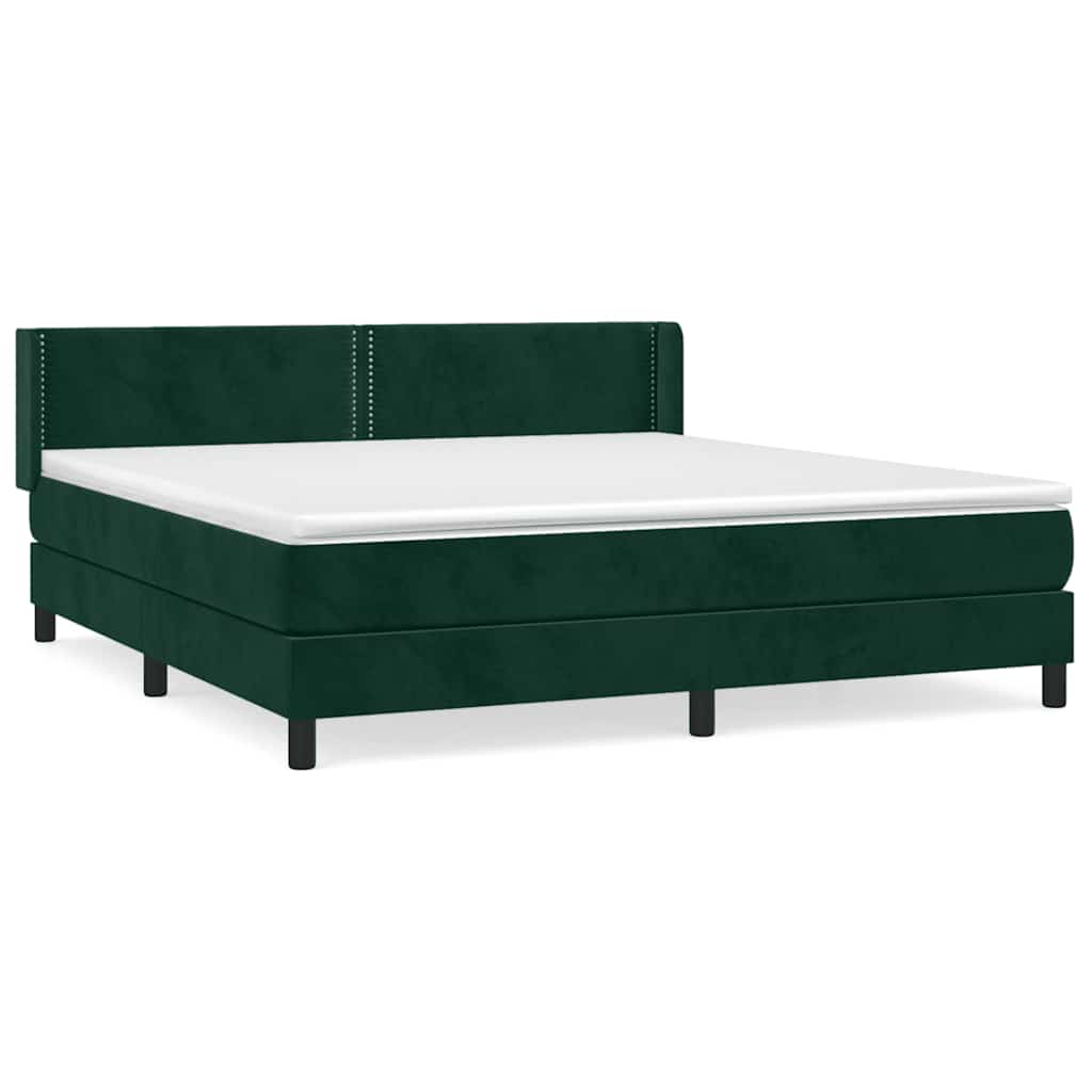 Pat box spring cu saltea, verde închis, 180x200 cm, catifea GartenMobel Dekor