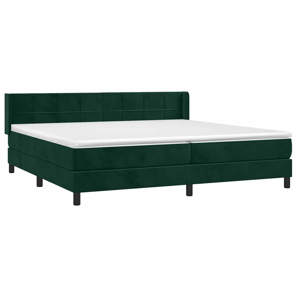 Pat box spring cu saltea, verde închis, 200x200 cm, catifea GartenMobel Dekor
