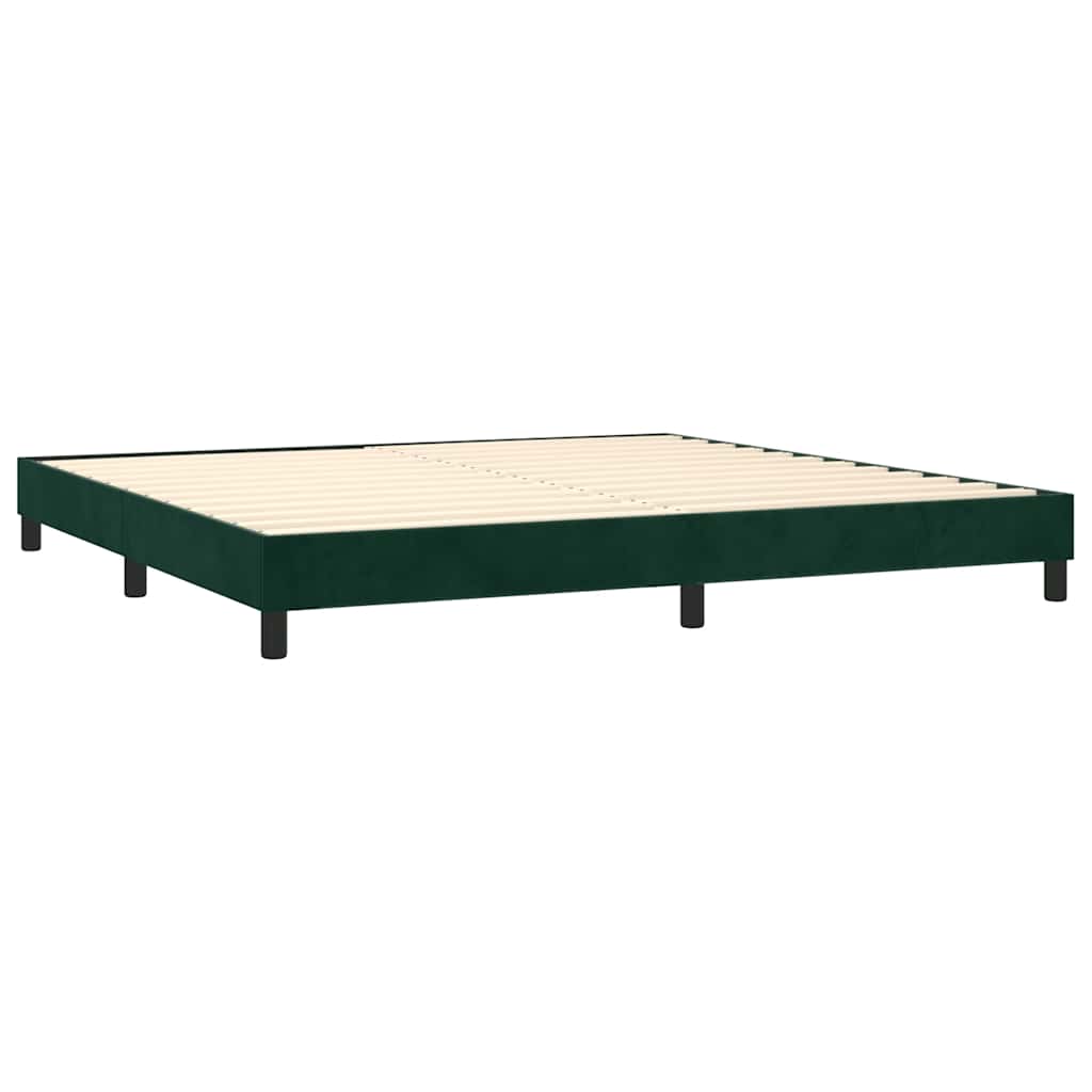Pat box spring cu saltea, verde închis, 200x200 cm, catifea GartenMobel Dekor