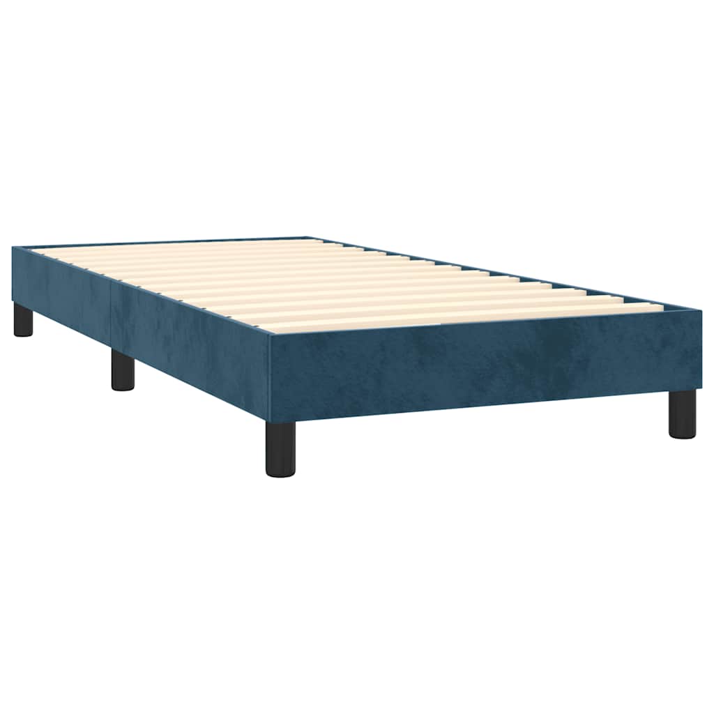 Pat box spring cu saltea, albastru închis, 100x200 cm, catifea GartenMobel Dekor