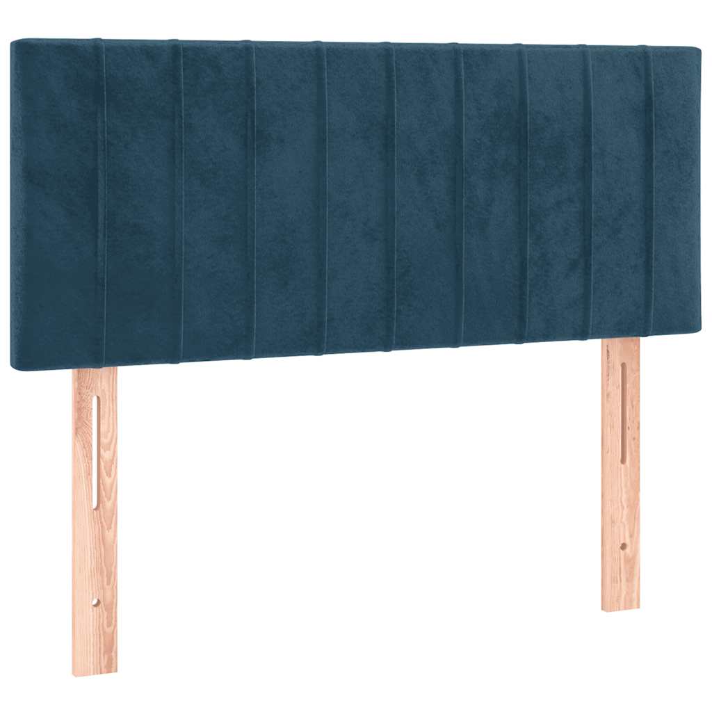 Pat box spring cu saltea, albastru închis, 100x200 cm, catifea GartenMobel Dekor