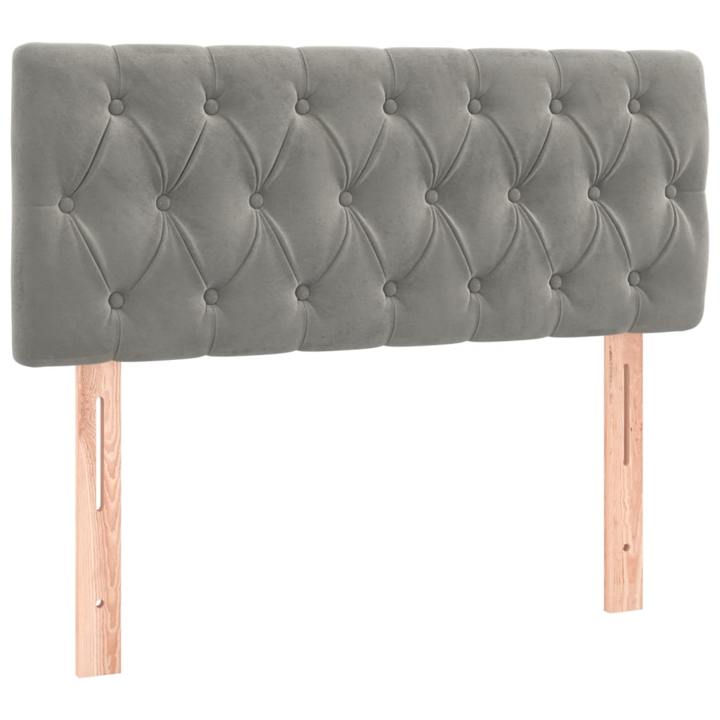 Pat box spring cu saltea, gri deschis, 90x200 cm, catifea GartenMobel Dekor