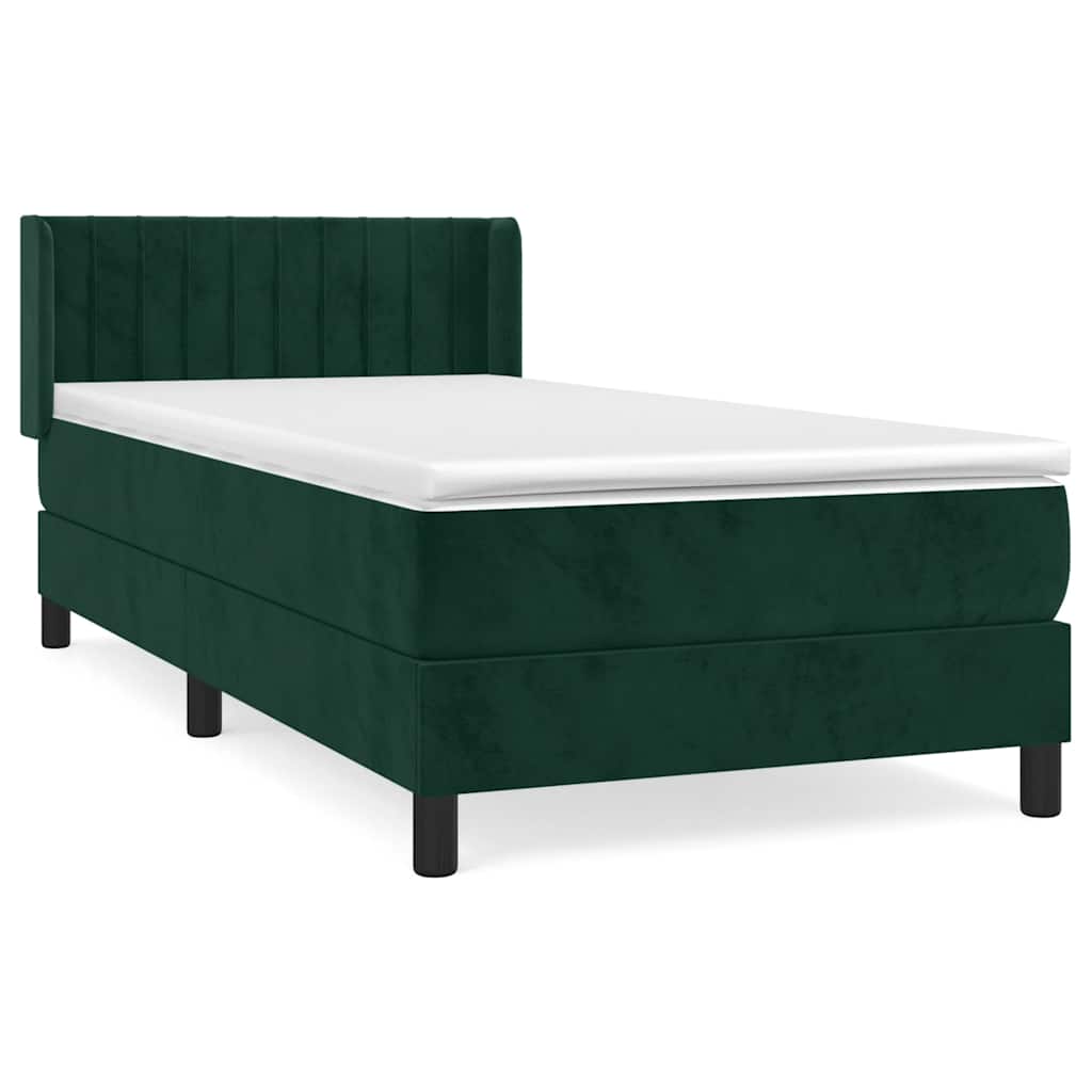 Pat box spring cu saltea, verde închis, 80x200 cm, catifea GartenMobel Dekor