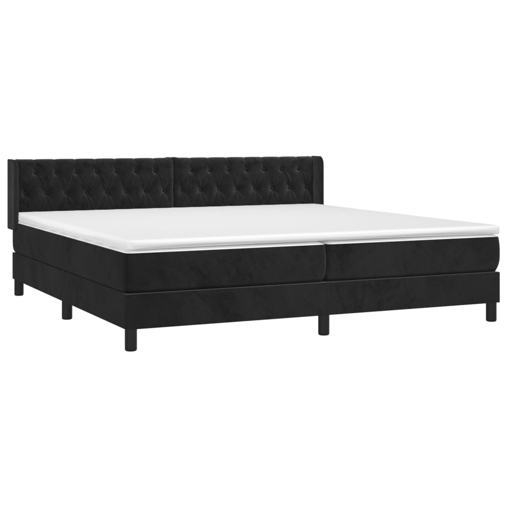 Pat box spring cu saltea, negru, 200x200 cm, catifea GartenMobel Dekor