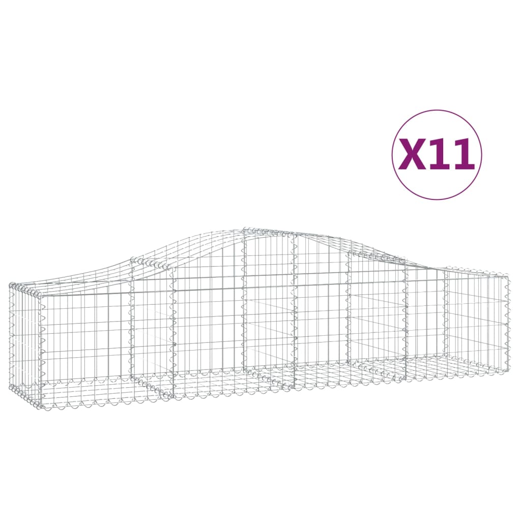 Coșuri gabion arcuite 11 buc, 200x50x40/60 cm, fier galvanizat GartenMobel Dekor