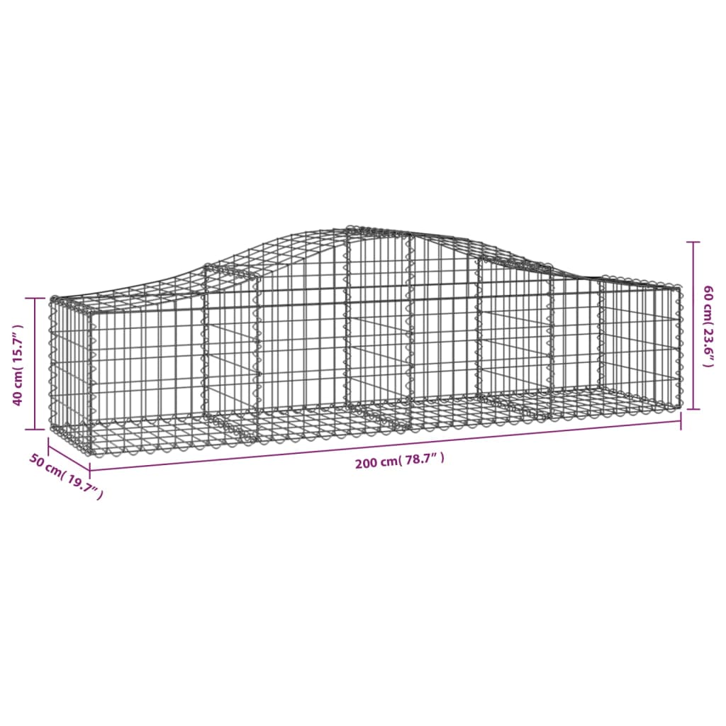 Coșuri gabion arcuite 11 buc, 200x50x40/60 cm, fier galvanizat GartenMobel Dekor