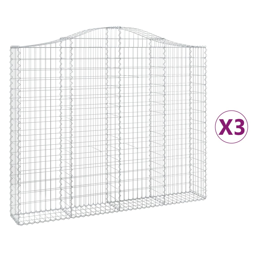 Coșuri gabion arcuite 3 buc, 200x30x160/180 cm, fier galvanizat GartenMobel Dekor