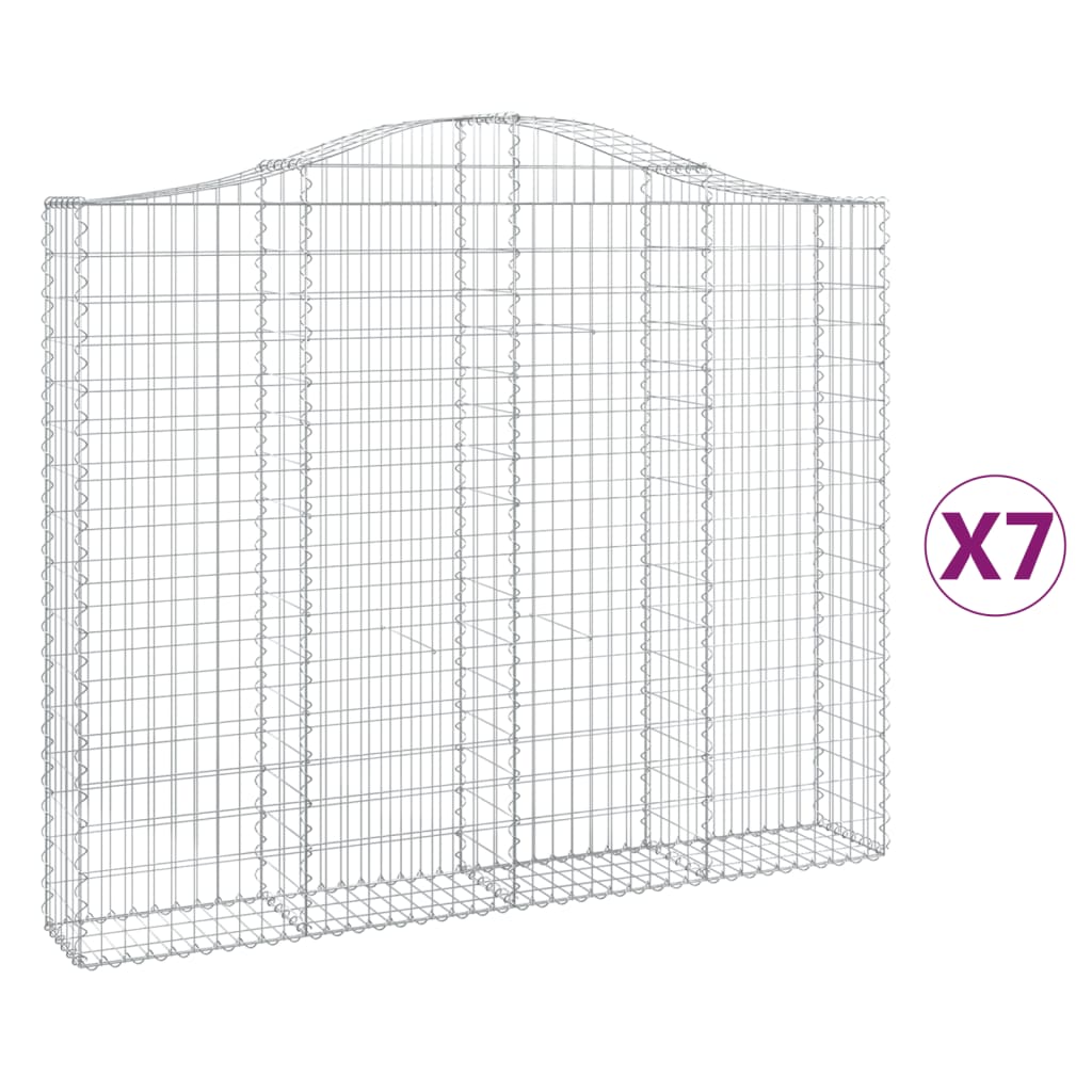 Coșuri gabion arcuite 7 buc, 200x30x160/180 cm, fier galvanizat GartenMobel Dekor