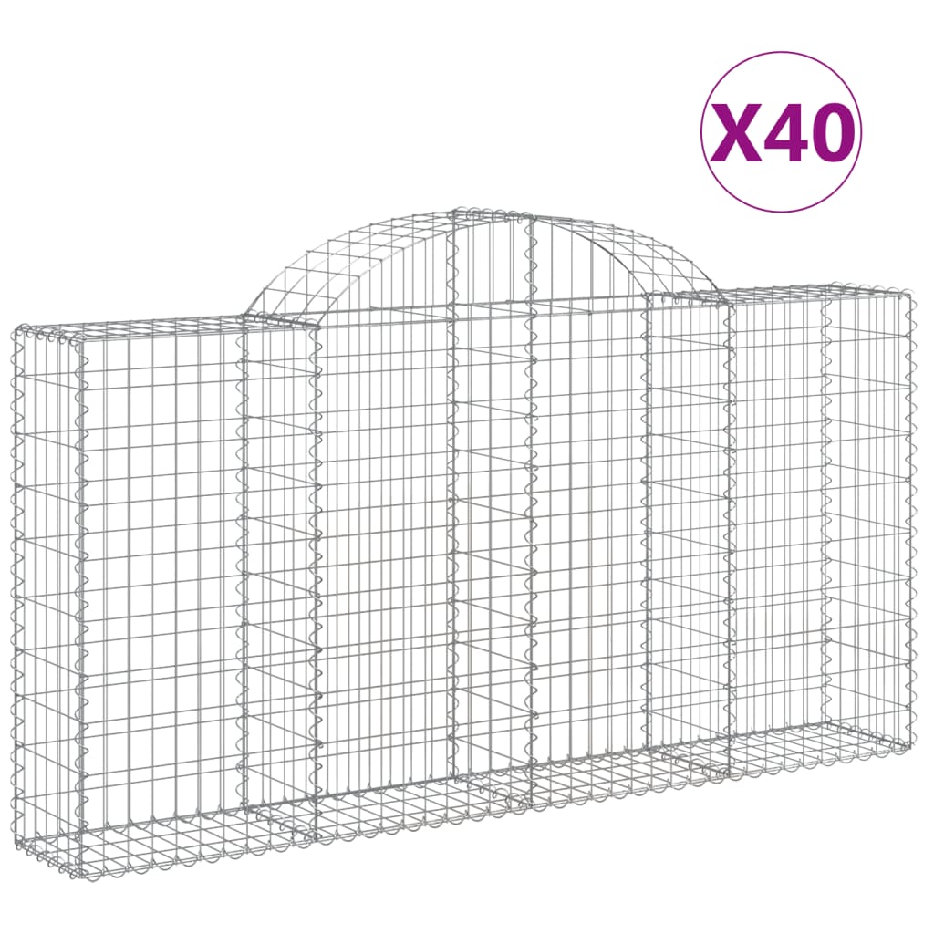 Coșuri gabion arcuite 40 buc, 200x30x100/120 cm fier galvanizat GartenMobel Dekor