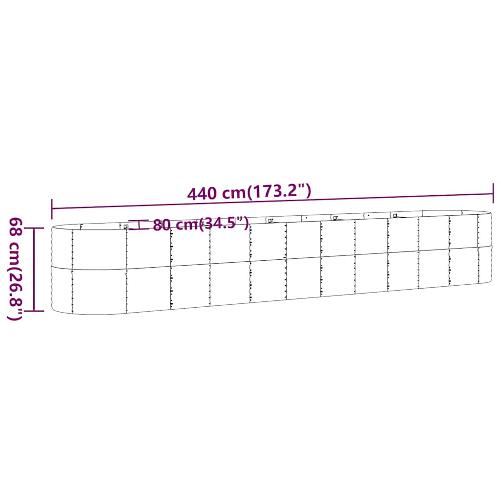 Strat înălțat grădină 440x80x68 cm oțel galvanizat GartenMobel Dekor