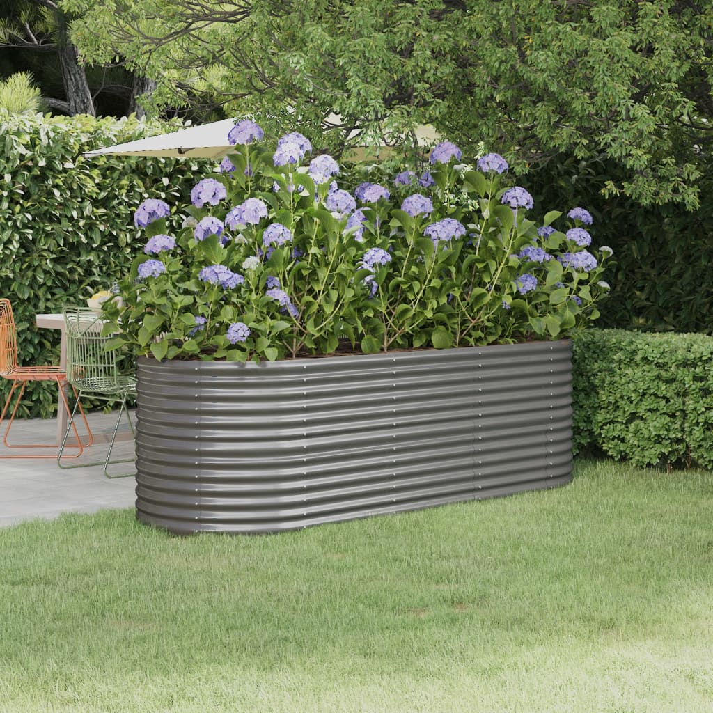 Strat înălțat grădină gri 224x80x68cm oțel galvanizat GartenMobel Dekor
