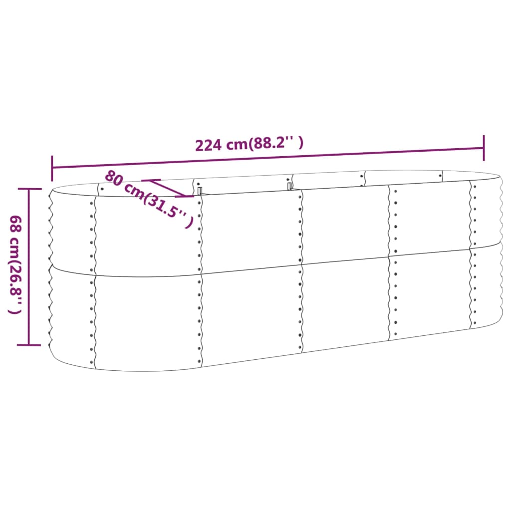 Strat înălțat grădină gri 224x80x68cm oțel galvanizat GartenMobel Dekor