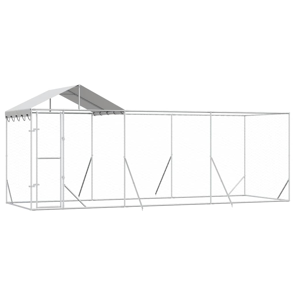 Padoc de exterior cu acoperiș argintiu 6x2x2,5m oțel galvanizat GartenMobel Dekor