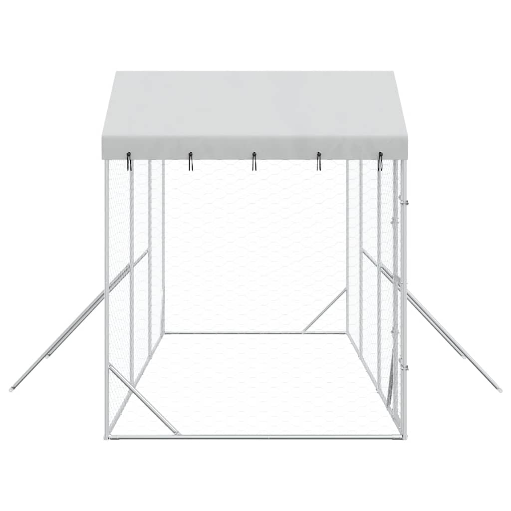 Padoc de exterior cu acoperiș argintiu 6x2x2,5m oțel galvanizat GartenMobel Dekor