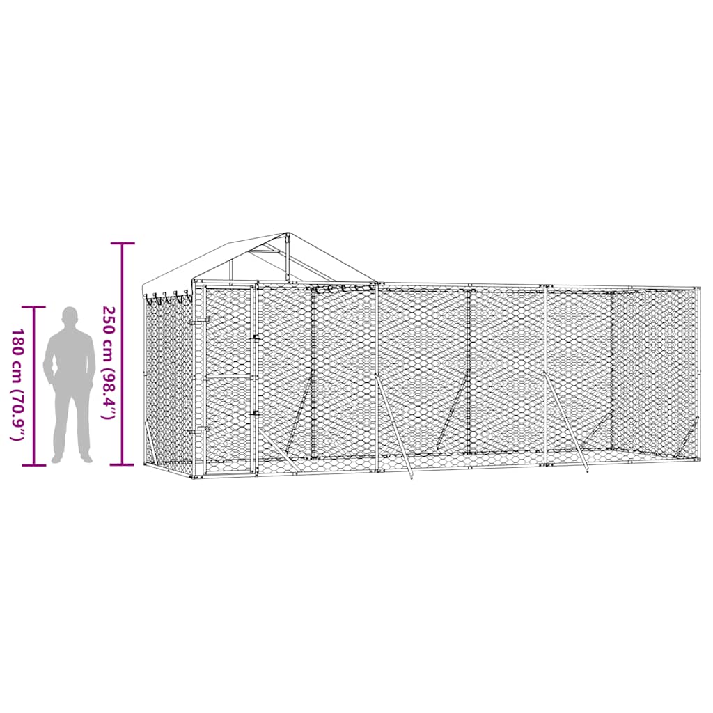 Padoc de exterior cu acoperiș argintiu 6x2x2,5m oțel galvanizat GartenMobel Dekor