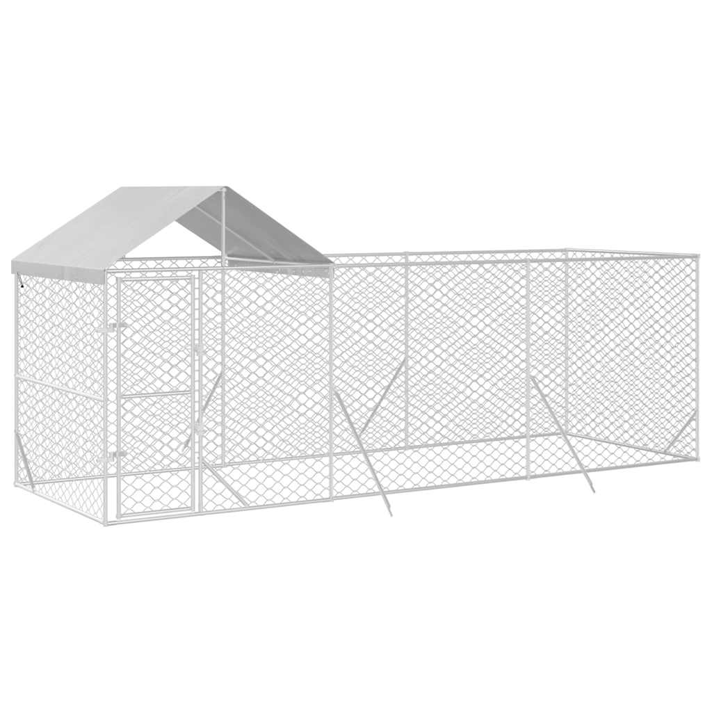 Padoc de exterior cu acoperiș argintiu 6x2x2,5m oțel galvanizat GartenMobel Dekor