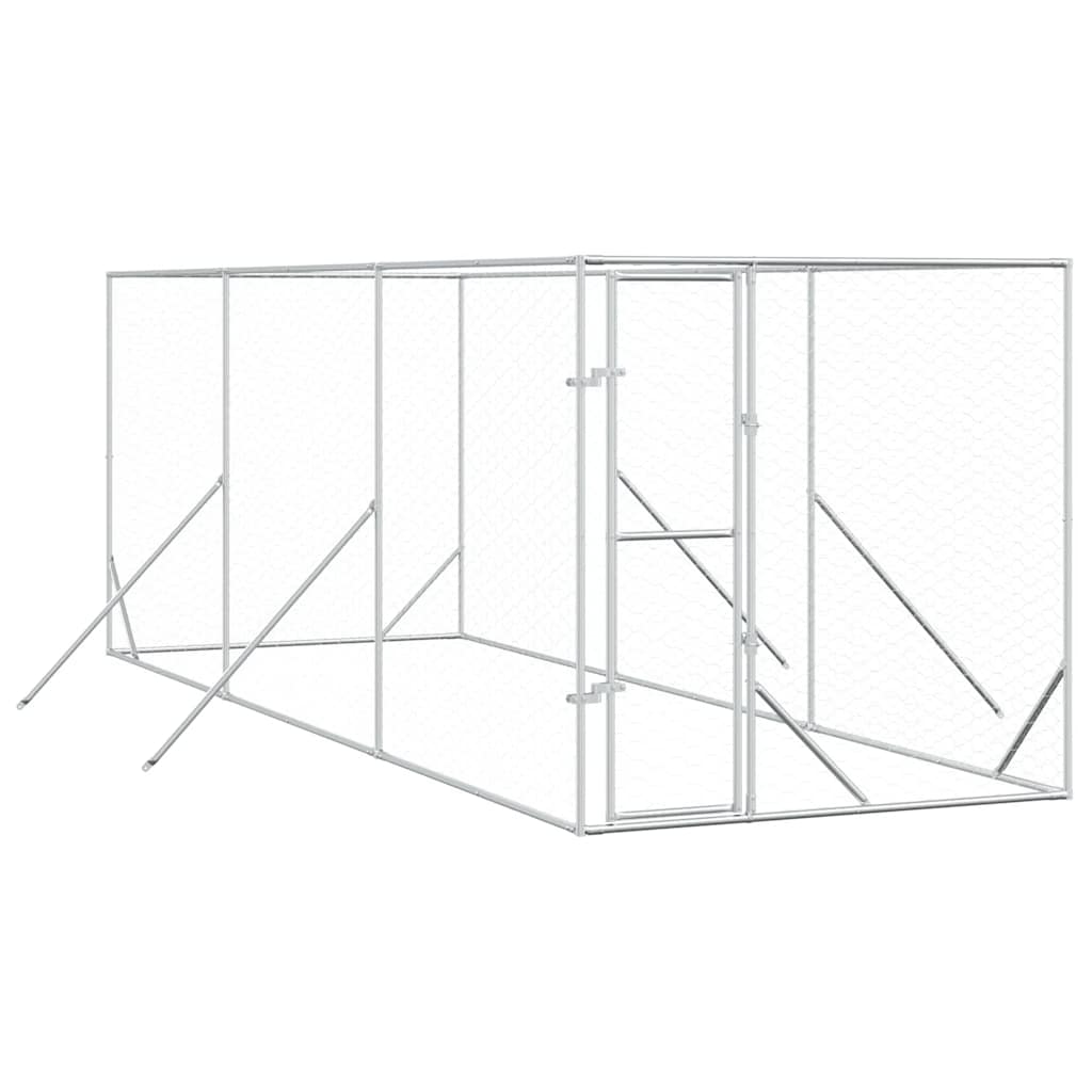 Padoc de exterior pentru câini argintiu 2x6x2 m oțel galvanizat GartenMobel Dekor