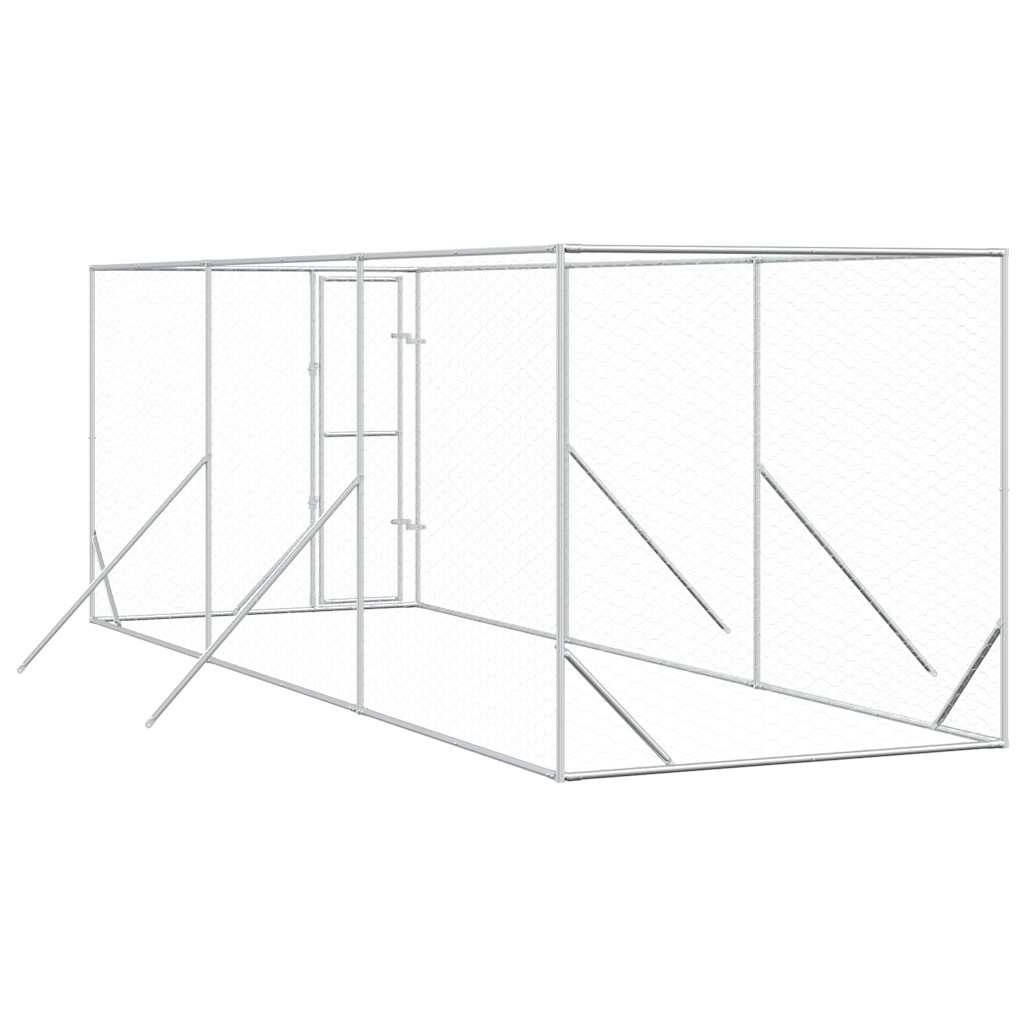 Padoc de exterior pentru câini argintiu 2x6x2 m oțel galvanizat GartenMobel Dekor