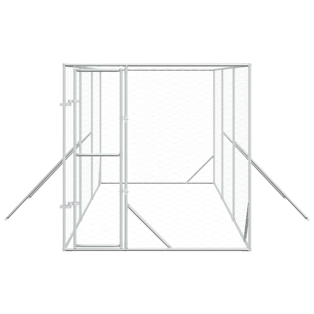 Padoc de exterior pentru câini argintiu 2x6x2 m oțel galvanizat GartenMobel Dekor